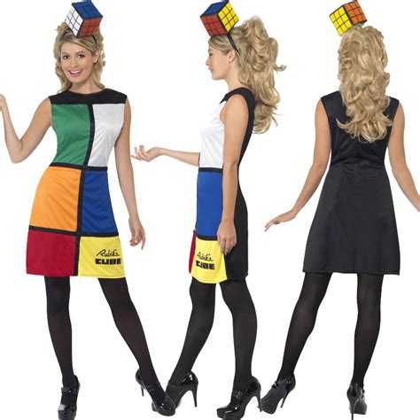 Ladies Mens Licensed Rubiks Cube Puzzle 80s Fancy Dress Costume Party Outfit 3d Ebay