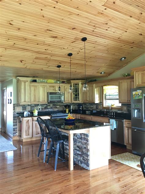 Full kitchen cabinets and countertops. Kitchen, Kraftmaid natural hickory cabinets, native custom ...