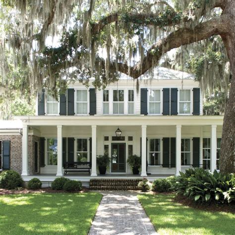 Southern Home Traditional Style Front Porch Black Shutters The Glam Pad
