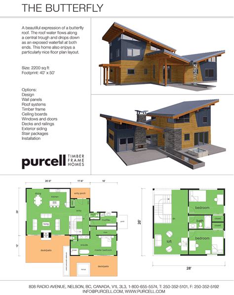 Do a search, free plans.com or type in butter,fly houses, made like a bat house but has small slit like openings. Purcell Timber Frame Homes - The Butterfly - Prefabricated Home Package Design