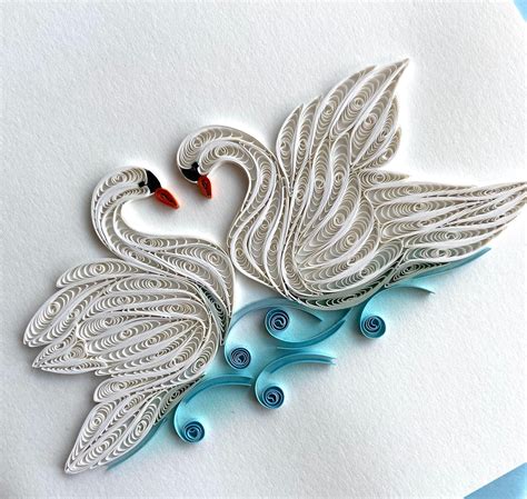 Swan Quilling Card Art Paper Greeting Card Quilling Card Etsy
