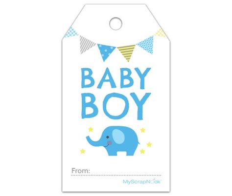You can gift costumes made in comfortable fabrics that keep the baby warm and can be a great attire for the baby's fancy photo sessions. Download this Boy Baby Blue Elephant Gift Tag and other free printables from MyScrapNook.com ...