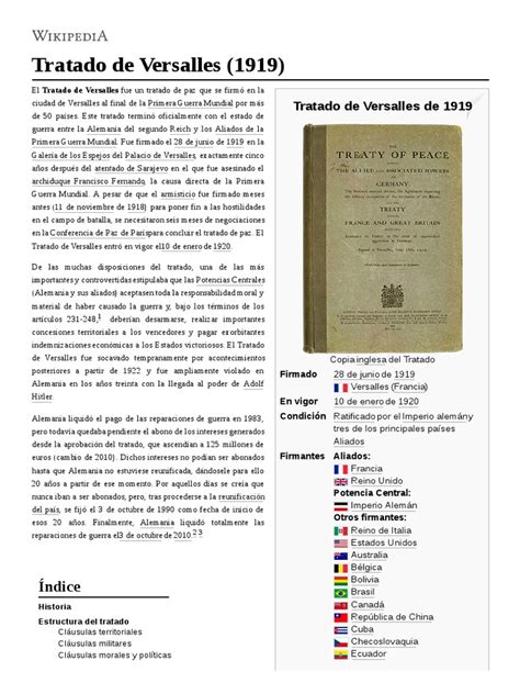 Tratado De Versalles 1919 Tratado De Versalles Políticas Globales