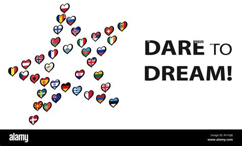 Star Of European Flags Test Dare To Dream Vector Illustration Stock