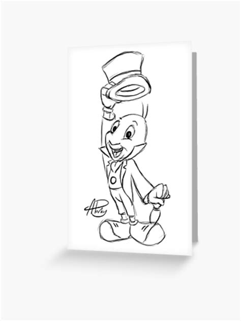 Jiminy Cricket Sketch Greeting Card For Sale By Apparky Redbubble
