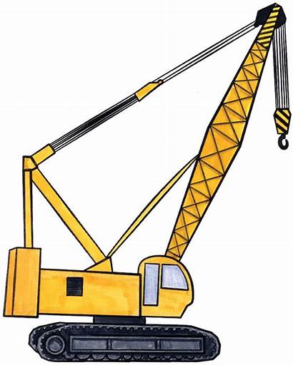 Crane Construction Clipart Drawing Draw Heavy Vehicles
