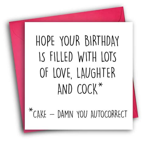 Funny Birthday Card Rude Birthday Card Autocorrect Etsy