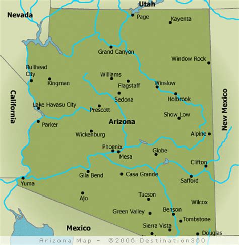 Arizona Map With Major Cities World Map