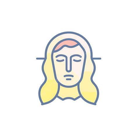 흰색 예수 얼굴 아이콘 벡터 흰색 배경에 예수 그리스도를 묘사하는 직계 아이콘 Flaticon 및 드리블에 의한 벡터