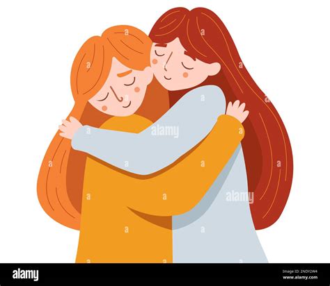 Cute Hug Of Two Young Girls Affectionate Relationship With Each Other