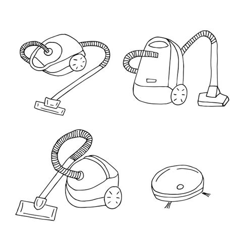 Premium Vector Vacuum Cleaners Set Vector Illustration Hand Drawing