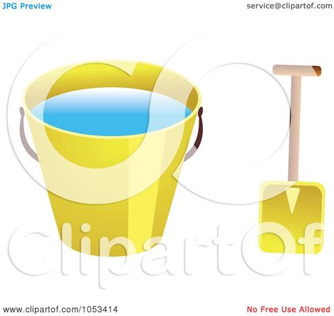 Royalty Free Vector Clip Art Illustration Of A Shovel And Yellow Beach