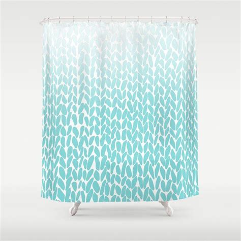 Hand Knitted Ombre Teal Shower Curtain In 2021 Teal Shower Curtains