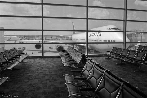 Photo Of Detroit Airport Dtw With 747 In Black And White Detroit