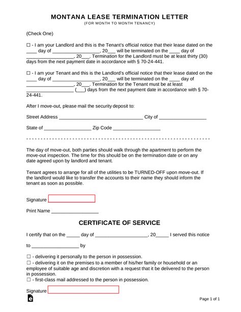 Free Montana Eviction Notice Form Pdf Word Eforms