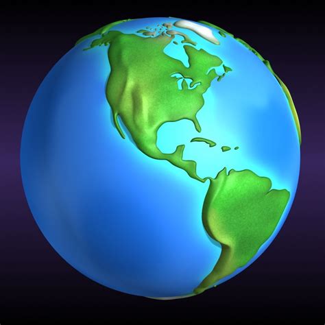 Cartoon Earth Continents 3d Obj