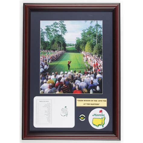 Tiger Woods 15x21 Custom Framed Photo With Original Augusta National