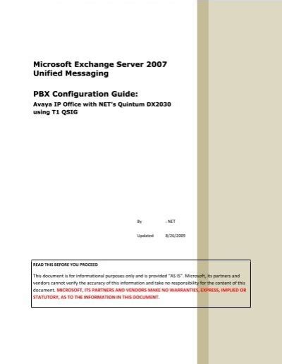 Microsoft Exchange Server 2007 Unified Messaging Pbx