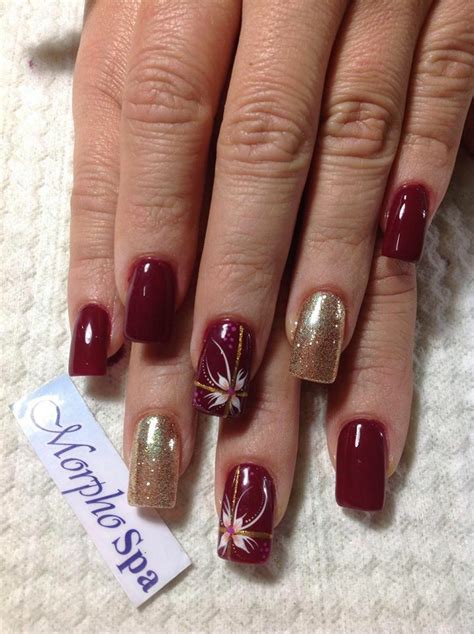 rojo dorado unas   pinterest christmas nails nail art designs  nail designs