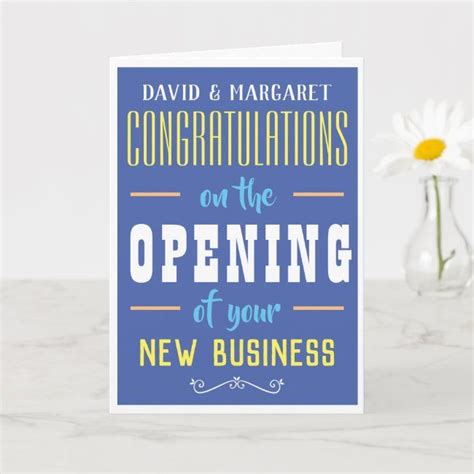 Congratulations On Opening Your New Business Card