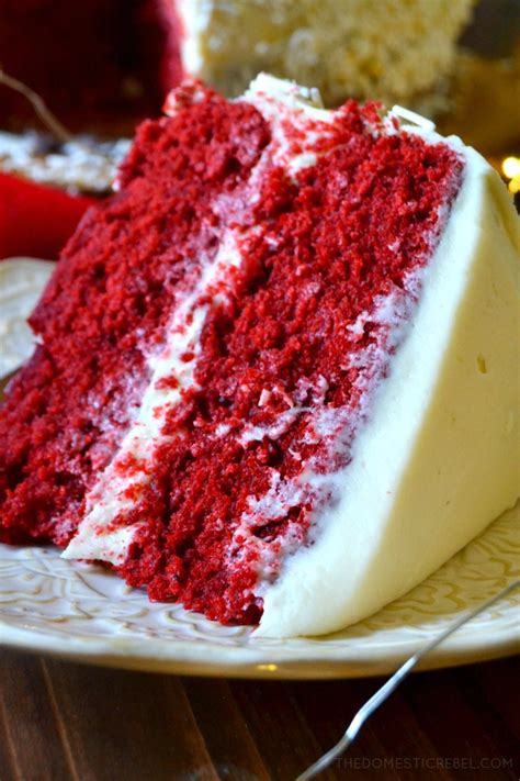 Or maybe it's the delicate crumb and lightly chocolatey. Red Velvet Layer Cake with Cream Cheese Frosting | The Domestic Rebel