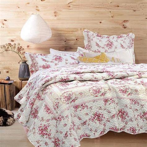 Cozy Line Home Fashions Vintage Rose Piece Quilt Bedding Set Pink