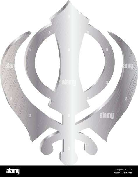 The Main Symbol Of Sikhism Sign Khanda Silver White Background