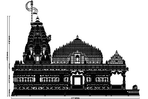 Beautiful Temple Side Elevation Cad Drawing Details Dwg File Cadbull