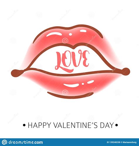 Greeting Card Happy Valentine S Day Women S Lips Vector Stock