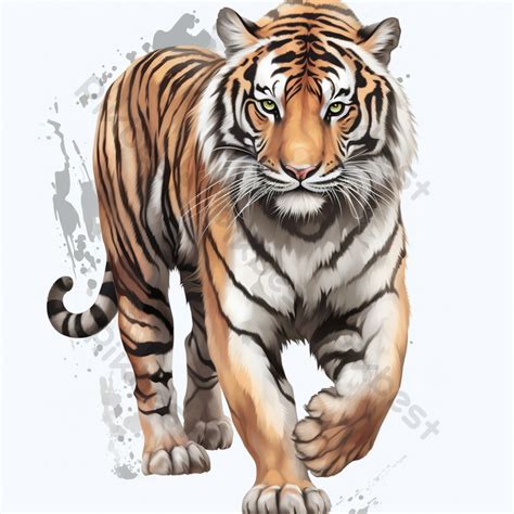 A Drawing Of A Tiger With The Head Turned To Left Png Images Psd Free