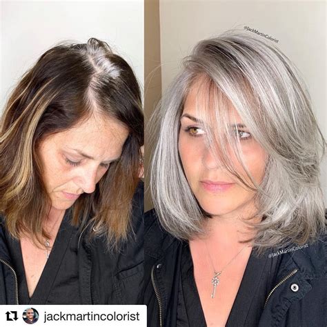 This Beautiful Client Came To Me Seeking Gray Silver Color To Blend And Match Her Natural Gray