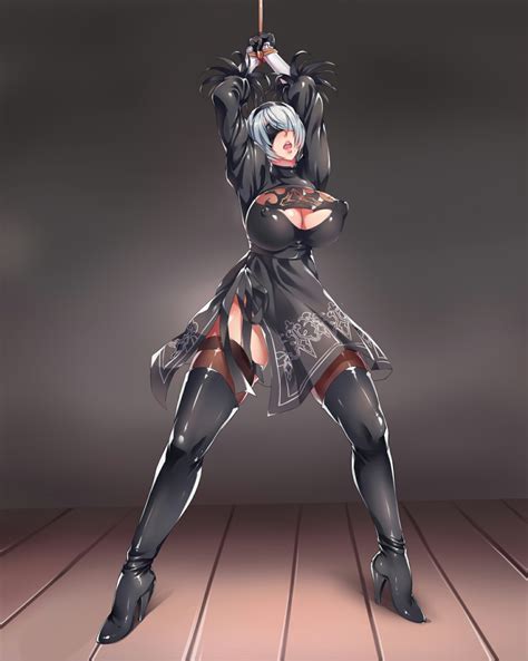 Shinkaui 2b Nierautomata Nierautomata Nier Series 1girl Bdsm Bondage Bound Breasts