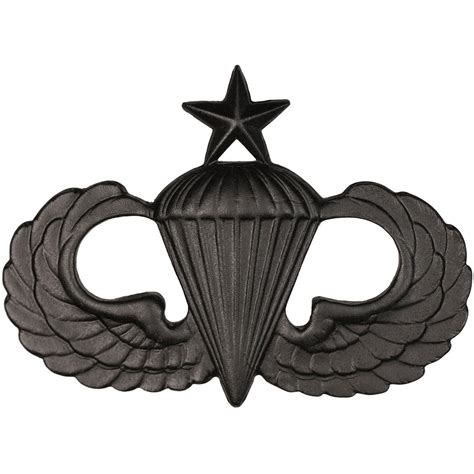 Army Parachutist Senior Sta Brite Black Pin On Subdued Pin On Badges