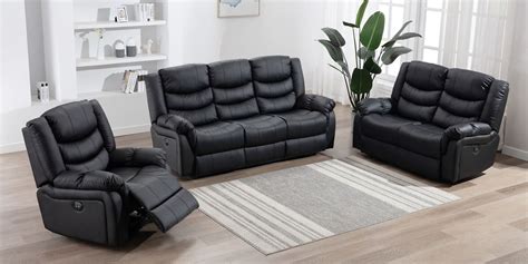 Black 2 seater recliner sofa. Cheshire Electric 2 Seater Leather Recliner Sofa in Black