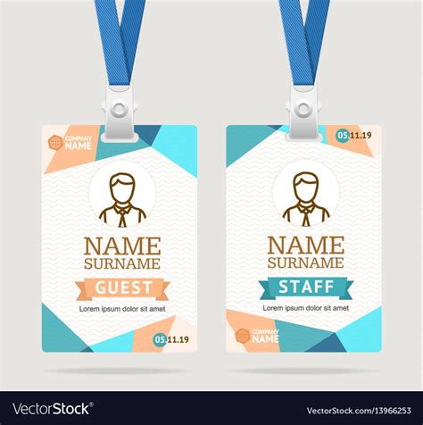 Id Card Template Plastic Badge Royalty Free Vector Image