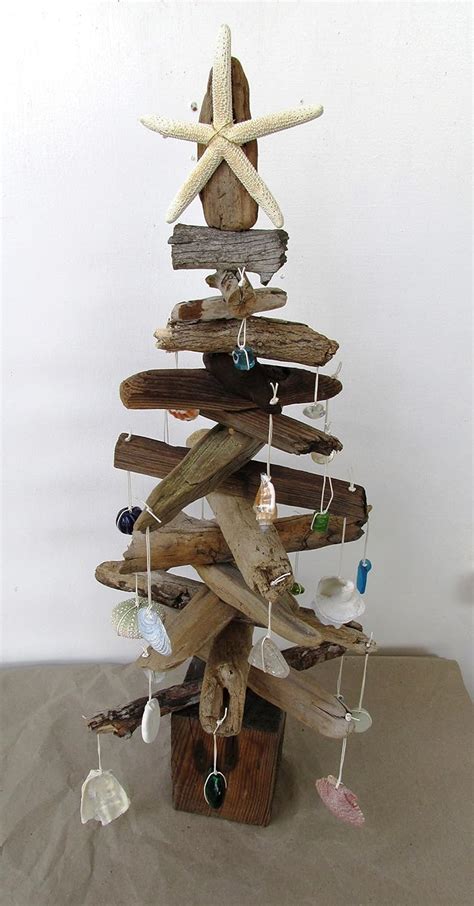 Driftwood Christmas Tree With White Sea Star Rustic Beach
