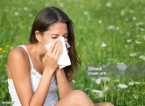 여자 재채기 건초열 꽃가루 알레르기가 재채기에 대한 스톡 사진 및 기타 이미지 재채기 여름 여자 Istock