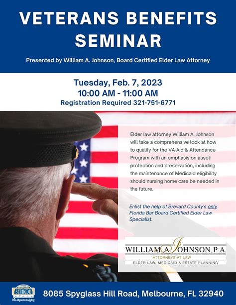Veterans Benefits Seminar Presented By William A Johnson One Senior Place