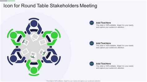 Icon For Round Table Stakeholders Meeting Presentation Graphics