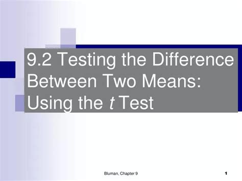 Ppt Testing The Difference Between Two Means Using The T Test Powerpoint Presentation