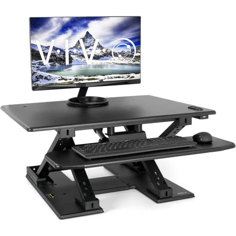 Vivo 32 Wide Electric Adjustable Height Sit Stand Desk Converter Bla
