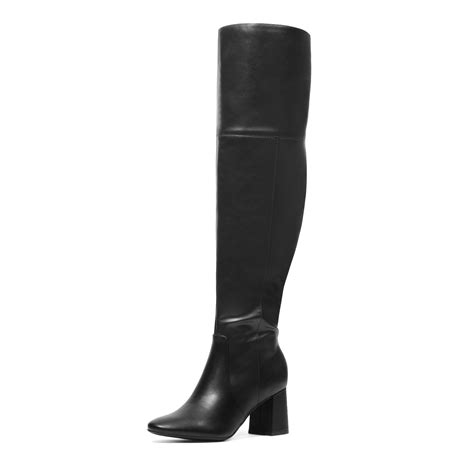 dream pairs women s winter thigh high over the knee fashion chunky heel long boots dob213 black