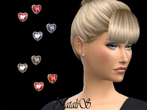 Heart Shape Crystal Stud Earrings By Natalis At Tsr Sims 4 Updates