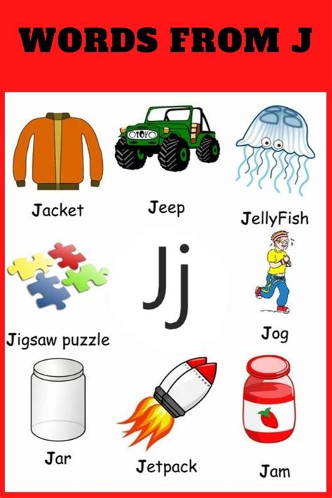 Words From J J Words For Kids Kids Vocabulary Words Words That