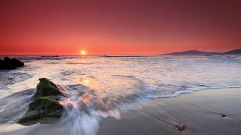Download 1920x1080 Hd Wallpaper Sunset Rock Surf Reflection Montenegro