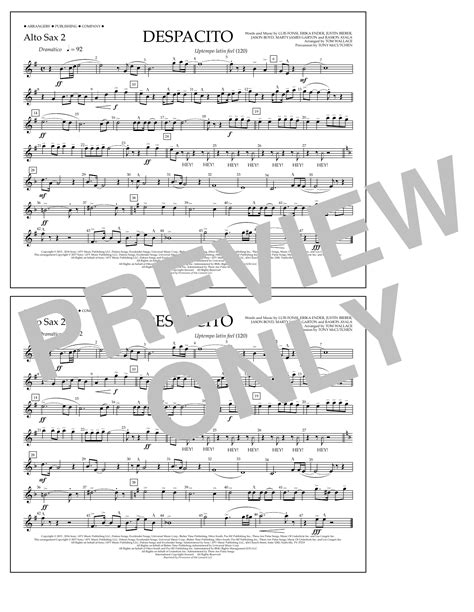 Despacito Arr Tom Wallace Alto Sax 2 Sheet Music Luis Fonsi And Daddy Yankee Feat Justin