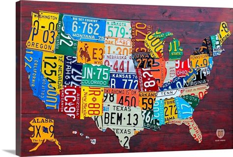 License Plate Map Usa Large Canvas Wall Art Print Map Home Decor Ebay