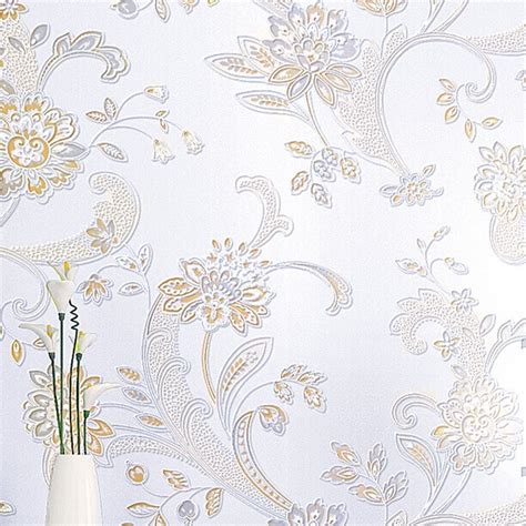 Hay diferentes diseños para cada habitación, también hay tapices para niñas, niños y adolescentes. Papel Tapiz De Colgadura Lingjun Textura 3d Flores Blanco ...