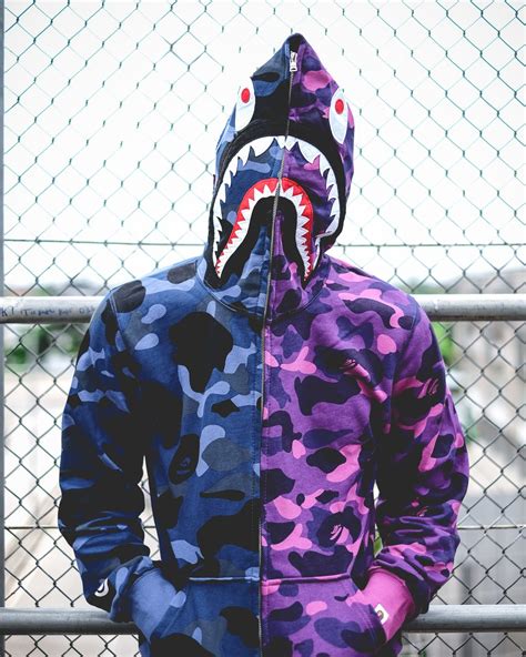 Shipping to 37 countries and counting. Jual BAPE Color Camo Half & Half Shark Full Zip Hoodie ...
