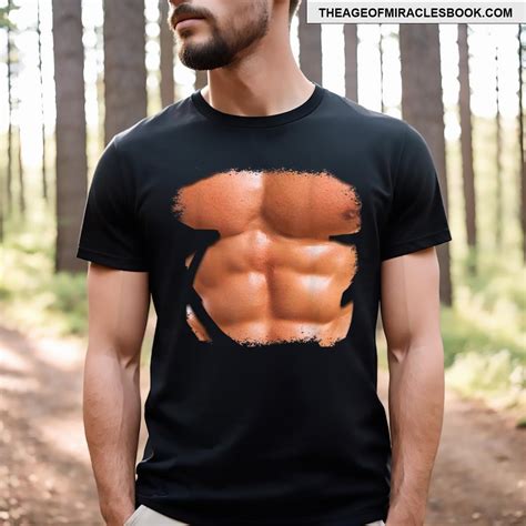 Fake Muscle Under Clothes Chest Six Pack Abs Funny Muscles T Shirt